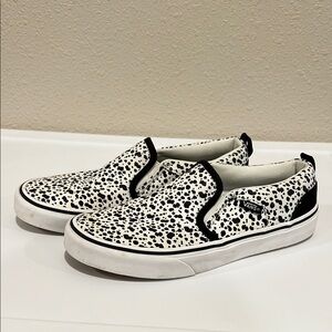 Vans Black and White Slip-On Sneakers